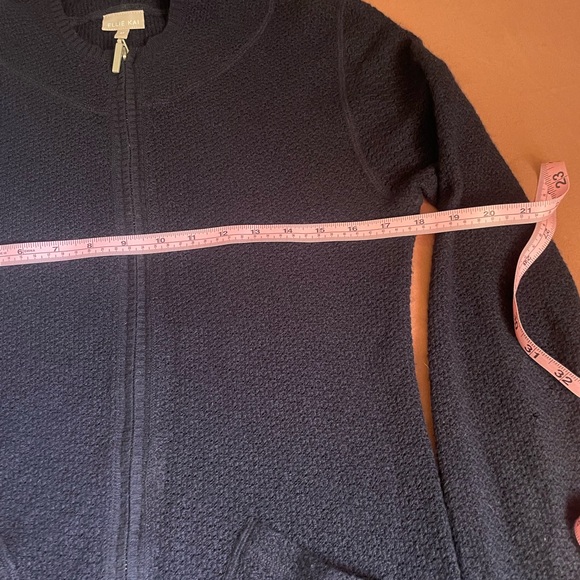 100% Cashmere Zip Hoodie Sweater Cardigan Sweatshirt Navy Size Medium - Picture 4 of 13